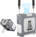Portable Fan Wearable Personal Fan with 5 Speed Max 55 Working Hours Low Noise Portable Neck Fans Cooling Waist Fans for Camping Traveling LED Power Display 10000mAh Rechargeable (White and Gray)