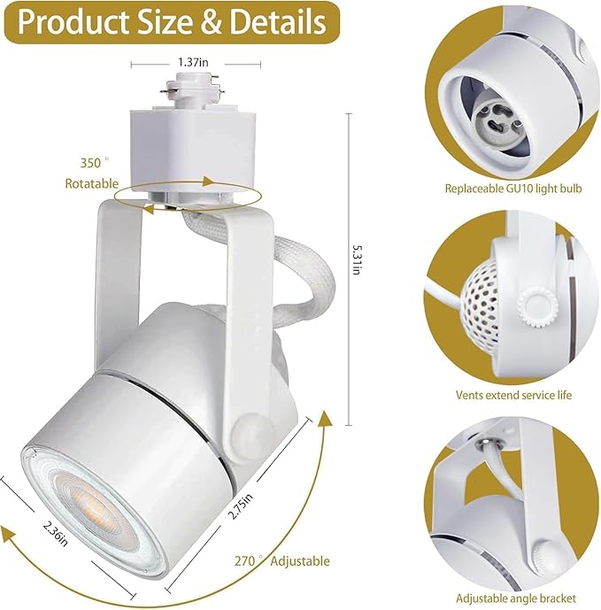 Dimmable LED GU10 Track Lighting Kit with Replaceable GU10 Bulbs, 24-Pack All-in-One Plug in 3CCT Ceiling Spotlights with 26FT Track Rails, Accent Lighting for Home, Store, Moblie Cart and Office