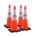 4 Pack 28 Inch Orange PVC Traffic Cones Black Base Stable Flexible, Road Safety Construction Zone Crowd Control Parking Safety Markers (4, Orange, 28 Inch)