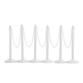 Montour Line Plastic Stanchion White 2.5 Inch Diameter with 50 Foot Chain, 6-Pack, Crowd Control Barriers