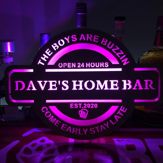 Custom Name Date Neon Sign, Home Bar Led Sign, Personalized Neon Light for Man Cave Decor