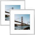 Frametory, 12x12 Metal Picture Frame with Mat for 8x8 Picture & Real Glass, Aluminum Photo Frame Collection (Silver, 2 Pack)
