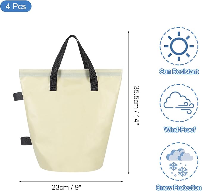 PATIKIL Canopy Weight Sand Bags, 4 Pack 110 Lbs Total Extra Large Weights Bags Waterproof Tent Leg Weights Sandbags for Outdoor Canopy Tent Sun Shelter Patio Ladder Beige (14x9")
