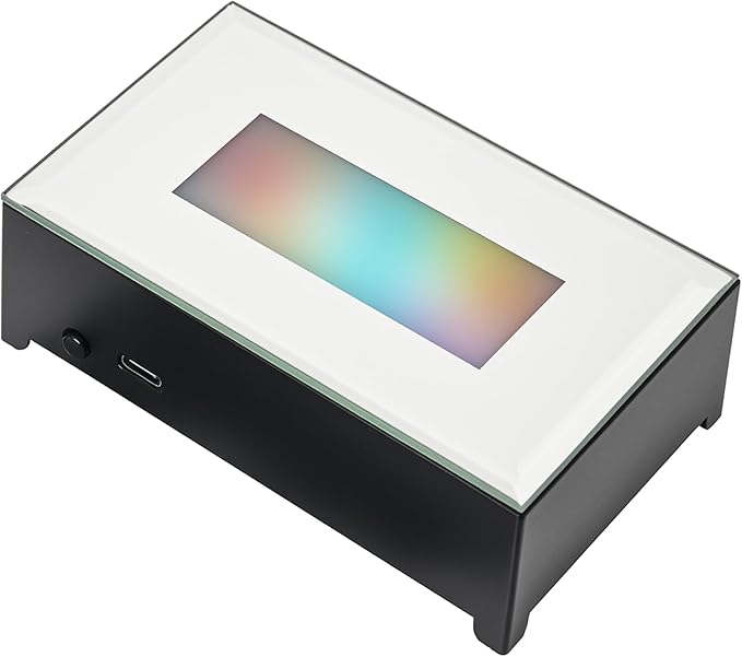 ZEERSHEE 4.3*2.6inch LED Light Display Base Colorful Light Change Modes Display Stand with Mirror Surface for Glass Art Crystals Jewelry Craft