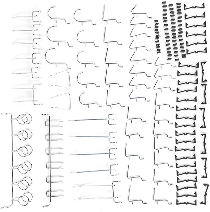 Eujgoov Pegboard Hook Set 51 Pcs, Organize Screwdrivers, Wrenches and Pliers on Pegs for Heavy Duty Tools Storage Support for Storing Tools, Pulling Lines and Organizing Items