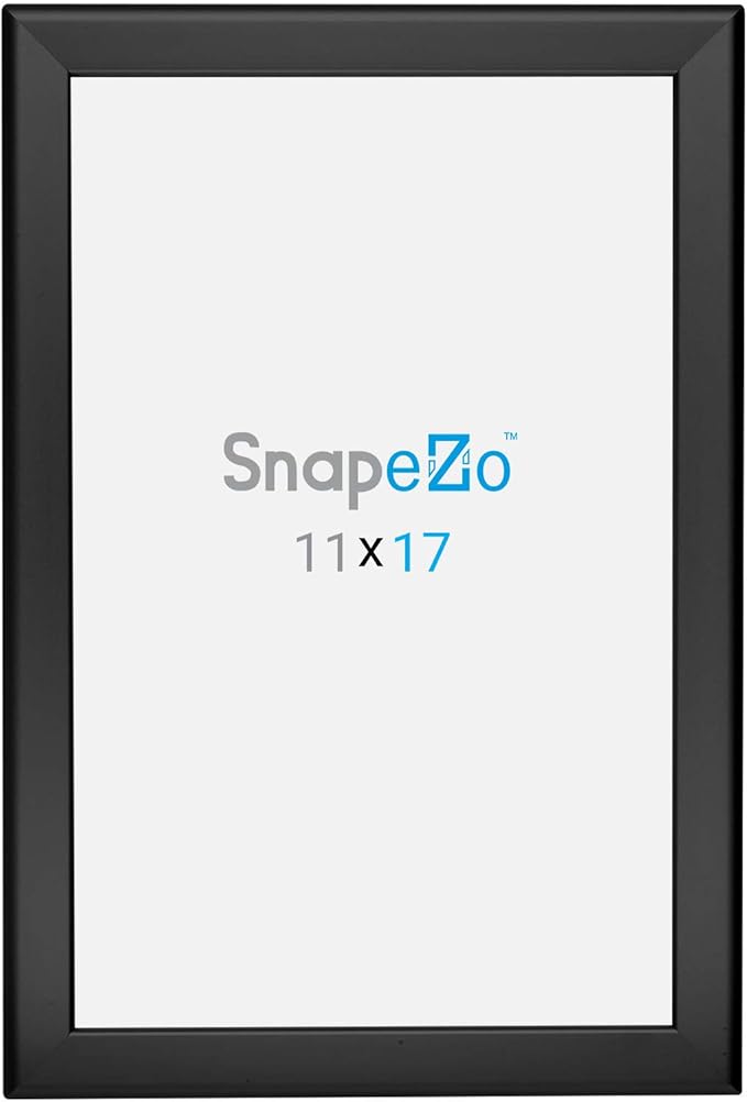 SnapeZo Photo Frame 11x17, Black, 1.25 Inch Aluminum Profile, Front-Loading Snap Frame, Wall Mounting, Professional Series