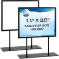 Zhengmy Tabletop Sign Holder with Flat Base Double Sided Countertop Sign Holder Desktop Display Stand Metal Poster Display Stand for Office Store Restaurant Hotels, Black(11" X 8.5",Horizontal,2 Pcs)