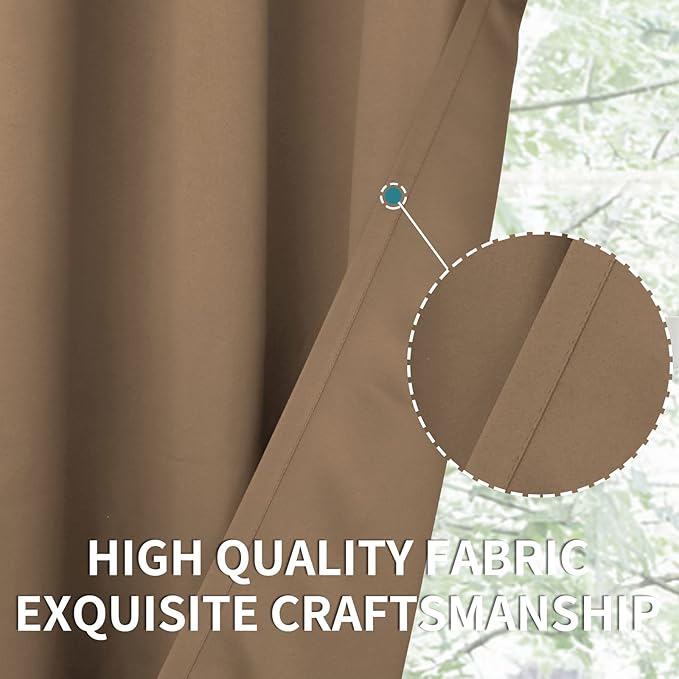 BGment Blackout Curtains for Living Room - Grommet Thermal Insulated Room Darkening Curtains for Bedroom, 2 Panels of 38 x 45 Inch, Taupe