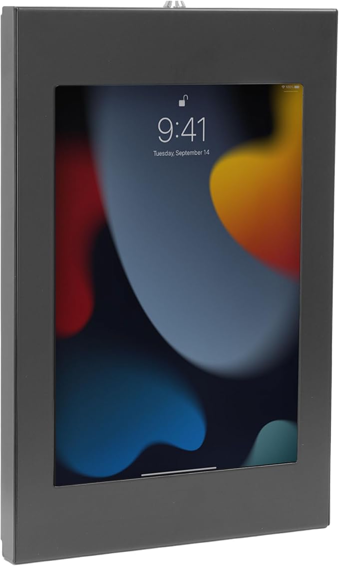 Mount-It! Anti-Theft Tablet Kiosk Wall Mount Compatible with iPad 10, 9, 8, Pro 10.5, Air 10.5, Locking Kiosk for iPad, Low-Profile Steel Security Tablet Wall Mount, Black