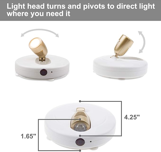 HONWELL LED Spotlight Wireless Accent Lights 2 Pack Battery Powered Warm White Puck Lights with Remote,Under-Cabinet Light Indoor Closet Light with Rotatable Head,Picture Light for Paintings
