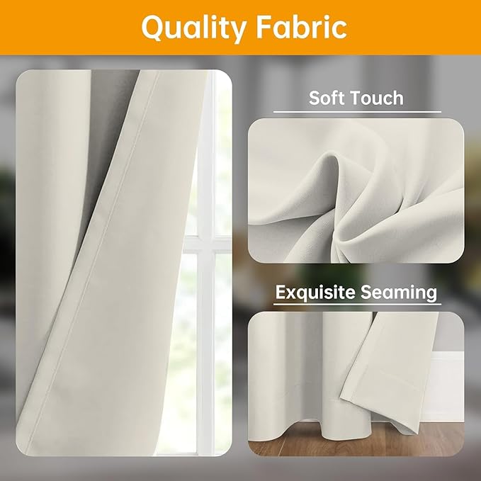 Room Divider Curtains Flexible Ceiling Tracks Set Curtain Track Ceiling Mount Blackout Curtain for Living Room Bedroom Ceiling Curtain Rod Privacy Dividers Panels W120 x H108 Beige Drape & Black Rail