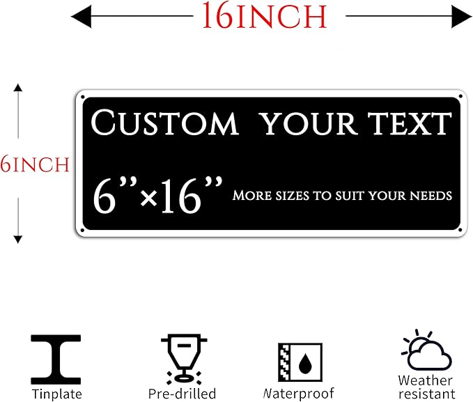 custom street sign,Custom Sign, Aluminum Weatherproof Metal Sign Multiple Sizes, custom office door signs, Business, Workplace, office, Home, Delivery Signs(6 * 16 Inch)