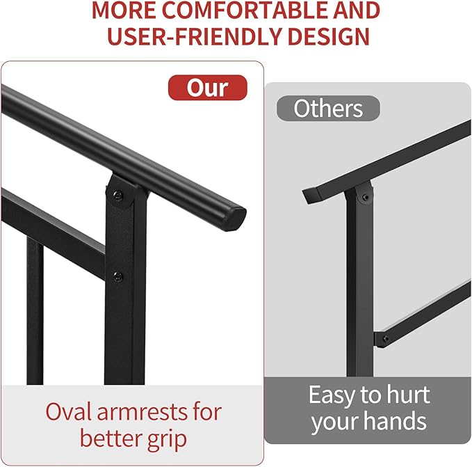 Hand Rails for Outdoor Steps,4 Step Stair Handrail & Indoor Stair Railing Kit，Metty Metal Railings for Outdoor Steps and Hand Rails for Seniors for Porch Railing -Blcak