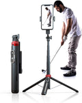 62" Phone Tripod & Selfie Stick for Golf Training, Extendable Cell Phone Tripod Stand with Wireless Remote and Phone Holder, Golf Training Aid - Compatible with iPhone Android iPhone