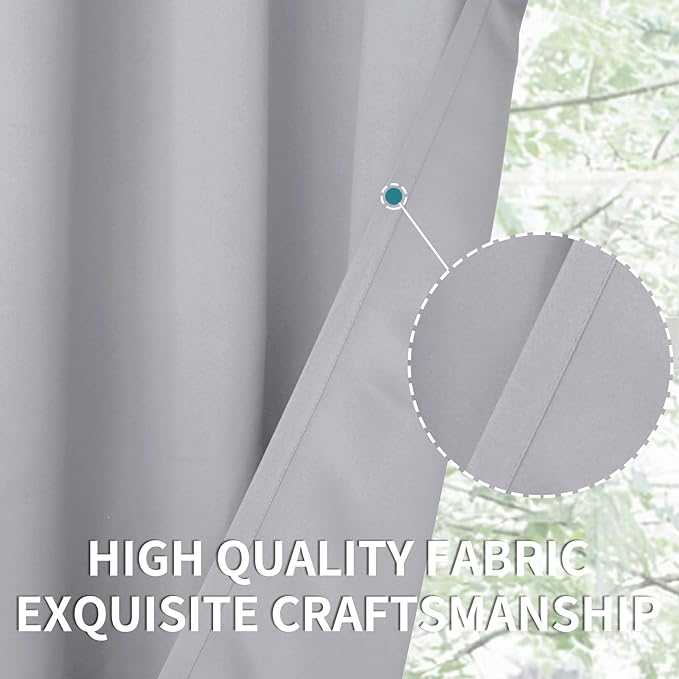 BGment Sliding Door Curtain 100 X 84 Inches, Wide Thermal Blackout Curtains Room Darkening Room Divider Window Curtain, 1 Panel, Light Grey, 84 Length X Wide 100