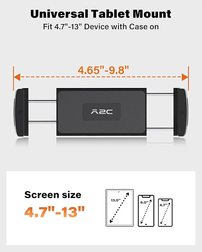 A2C for iPad Wall Mount, Heavy Duty Drill Mount Tablet Holder for Walls Kitchens, Metal Base & Arm 360° Adjustable Wall Mount for iPad Compatible with 4.7”-13” Devices