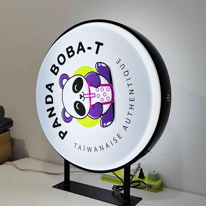 Custom Round Light Box Sign - Double Sided Illuminated Advertising Board for Shop, Bar, Cafe, Tea Salon Decor, or Billboard with Printed Logo (12" to 28")