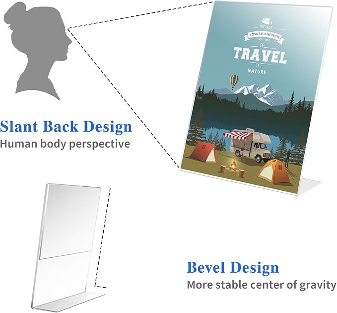 18 Pack Acrylic Sign Display Stand 8.5 X 11, L Shape Clear Plastic Sign Frame, Picture Photo Frame, Flyer Document Paper Holder for Office Desktop