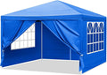 10x10 FT Party Tent, Outdoor Wedding Tents for Parties, Canopy Event Tent with 4 Removable Sidewalls, Waterproof Gazebo Shelter for Birthday Parties, Weddings, BBQs & Events (10X10FT-4Sides Blue)