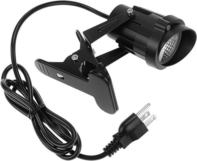 QWORK Spot Lights Clamp Indoor Spotlights, 2 Pack 10W Clip on Daylight White Uplights, Adjustable Heavy Metal with 4.9Ft Cord and On/Off Switch