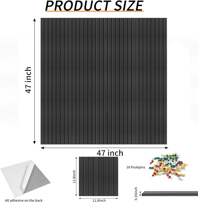 Large Felt Bulletin Board 47x47 Inch, 16pcs Peel and Stick Felt Wall Tiles Modern Push Pin Board for Wall Organization