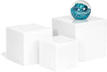 Red Co. Set of 3 Glossy White Acrylic Cube Display Nesting Riser Stands with Hollow Bottoms