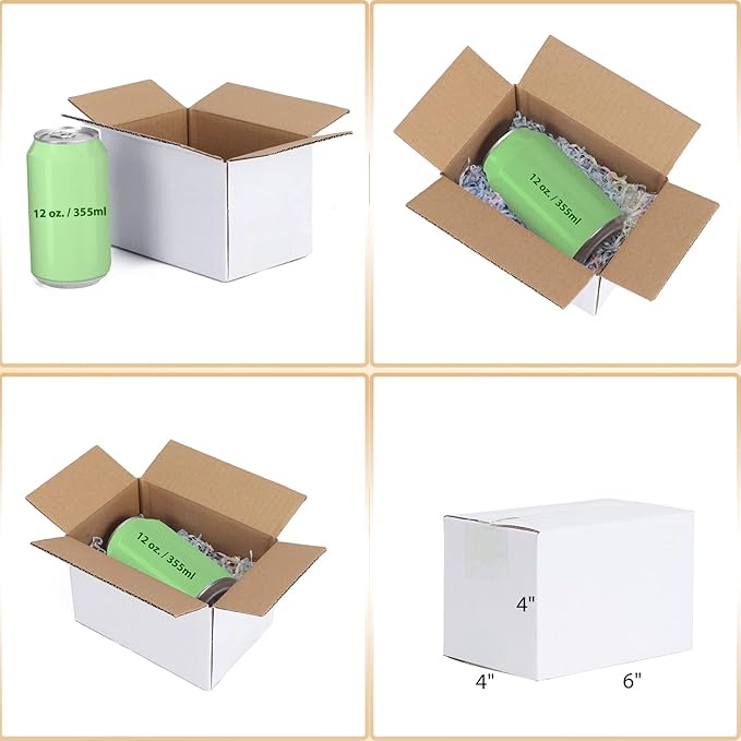 Calenzana 6x4x4 Shipping Boxes Set of 50, White Corrugated Cardboard Box for Mailing Packing Gifts Small Business