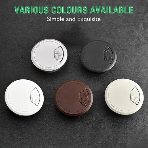 5 Pcs Desk Grommet 2" / 50 mm, Desk Cord Hole Cover, Cable Grommet ABS Plastic, Desk Hole Grommet for Home & Office Pc, Detachable Adjustable Cable Cord Organizer-Black