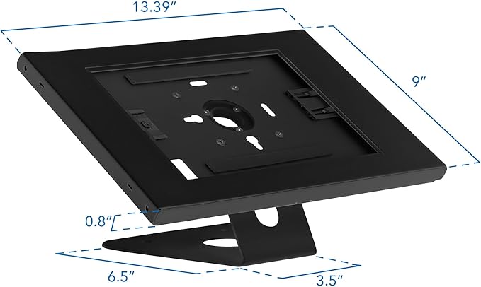 Mount-It! Anti-Theft Tablet Kiosk, Locking Tablet Enclosure with Counter Top and Wall Mount Base, Universal Enclosure for iPads Gen 7, 8, 9 and 10, iPad Pro, iPad Air, Black