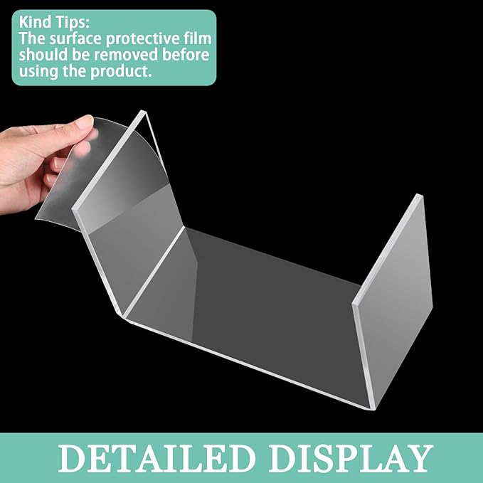 8 Pcs Large Acrylic Display Risers, 12" Large Risers Display Stands, 0.19" Thick Clear Risers Display Stands Large, Clear Rectangular Display Shelf for Showcase, Collectibles, Cupcake, Dessert