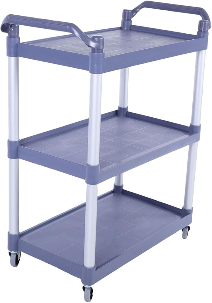 3 Tier Utility Cart Rolling Tool Cart, Heavy Duty Commercial Service Tool 330lbs Load Capacity, Mechanic Tool Storage Organizer for Warehouse Garage M Gray, Equipped with 4