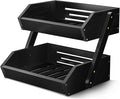 G.a HOMEFAVOR Fruit Basket for Kitchen, 2-Tier Fruit Bowl for Kitchen Counter, Vegetable Storage Stand for Fruit Shop, 15 mm Thickness (BLACK)