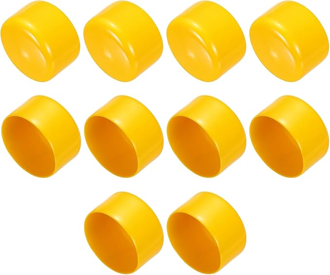 uxcell 10pcs Rubber End Caps 65mm(2.6 Inch) ID Vinyl Round End Cap Cover Screw Thread Protector Yellow