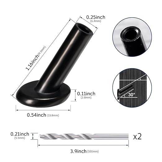 40 Pack 30 Degree Angle Protective Sleeves, Black Cable Railing Corner Protector Sleeve Beveled for 1/8" Wire Rope, T316 Marine Grade Cable Railing Kit with Two Drill Bit for Wood Posts HF039B