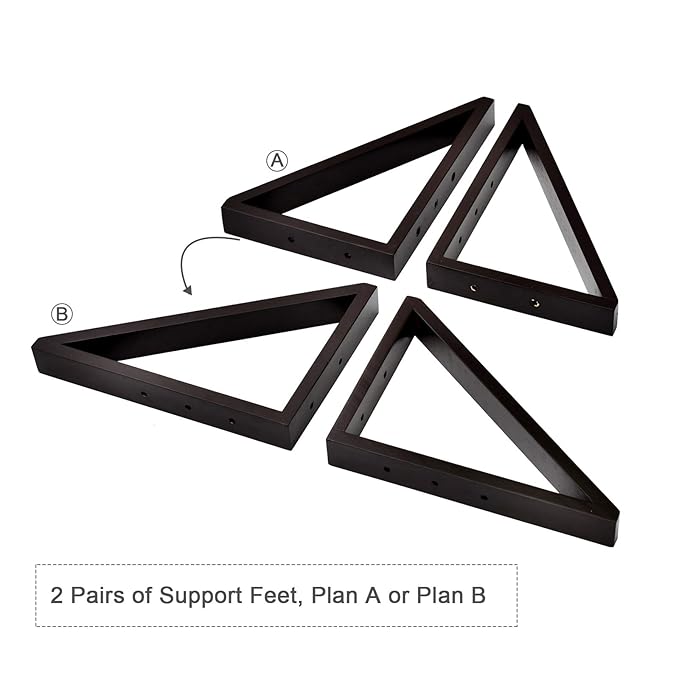 WELLAND Triangle Support Feet Set of 2 for 360 Degree Configurable Gate Collection, Solid Pine Wood, Easy to Install, 2 Pairs of Safety Fence Feet for Freestanding Pet Gates, Espresso (Only Feet)