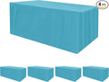 HolidayIdeas Fitted Tablecloths for 8 Foot Rectangle Table, Wrinkle Resistant Washable Table Cover 30x96 Inch for Vendor Booth Display, Banquet, Trade Show, Teal, 4 Pcs