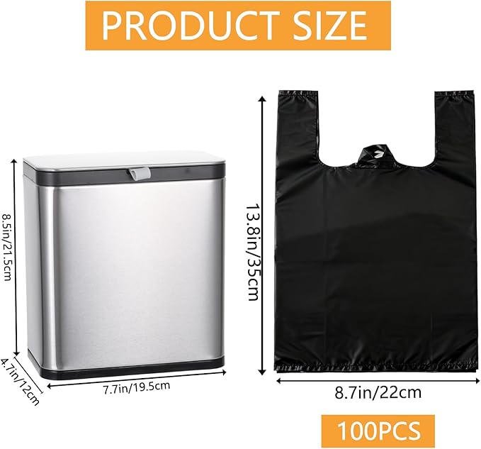 Stainless Steel Sanitary Napkin Receptacle Wall Mounted with 100pcs Trash Bags,Tampon Disposal Bin for Bathroom,Toilet Freestanding or Wall Mounted Trash Can 8x5.1x8.4