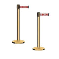 Crowd Control Warehouse CCW Series RBB-150 - Set of 2 Stanchion Retractable Belt Barriers - 16 Foot, RED"Authorized Access ONLY" White Letter Belt with Polished Brass Steel Post - Easy Assembly