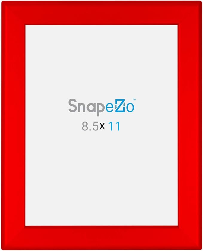SnapeZo Certificate Frame 8.5x11, Red, 1.25 Inch Aluminum Profile, Front-Loading Snap Frame, Wall Mounting, Professional Series