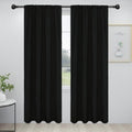 Easy-Going Rod Pocket Blackout Curtains for Bedroom, Room Darkening Window Curtains for Living Room, Thermal Insulated Noise Reduction Solid Window Drapes, 2 Panels(34x84 in, Black)