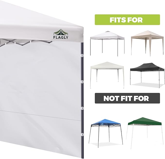 Instant Canopy Sidewalls for 10x10 Pop Up Canopy Tent, 300D Waterproof Material for Outdoor Events, Vendor Booths, and Privacy (Sidewalls Only, Canopy Not Included) (White, 10x10ft-4pcs)