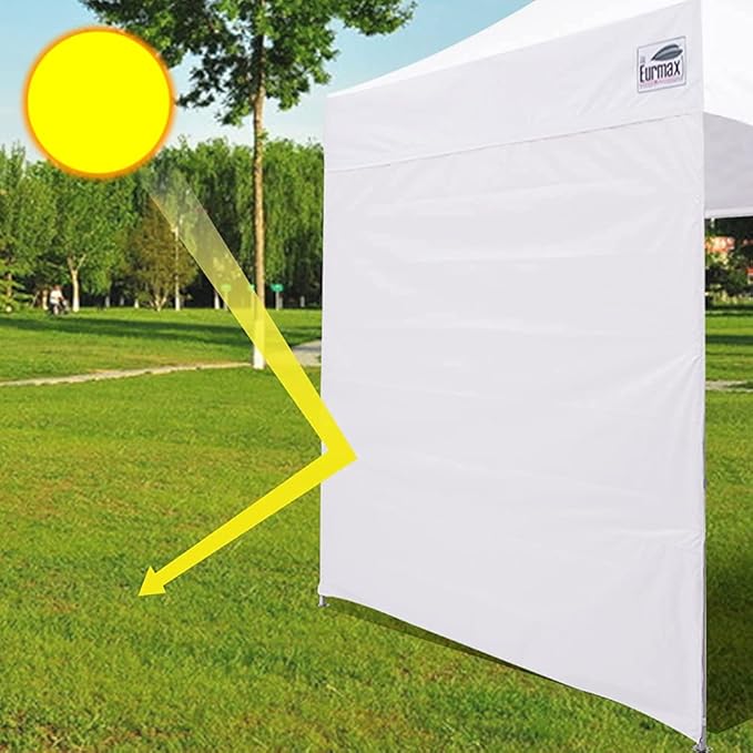 Eurmax USA Instant Canopy SunWall Camping Tent Tarp Shelter 8x8 Canopy Wall Sidewall, 1 Pack (White)