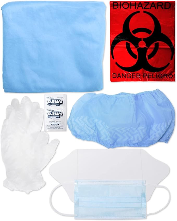 MFASCO First Aid Personal Protection Equipment Kit with BBP Bag, Emergency Bloodborne Pathogen Clean Up Kit, Including Blood Spill Kits, Complete Disposable PPE Set, Ideal for First Responders