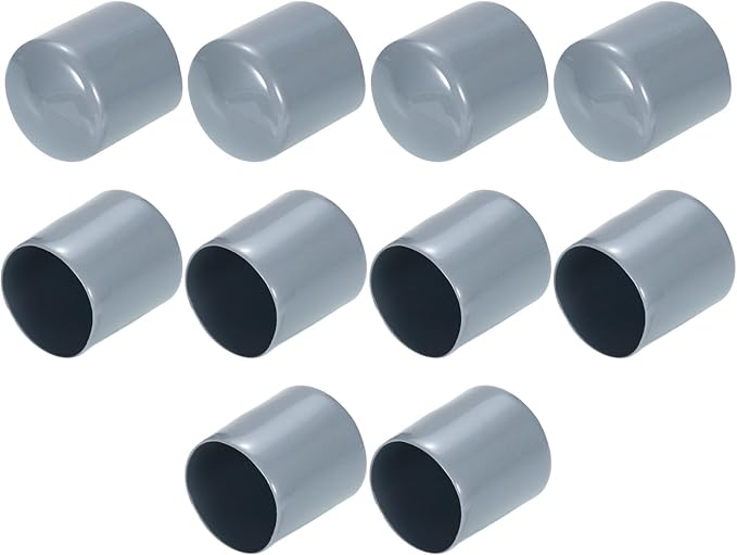 uxcell 10pcs Rubber End Caps 40mm(1.6") ID Vinyl Round End Cap Cover Screw Thread Protectors Grey