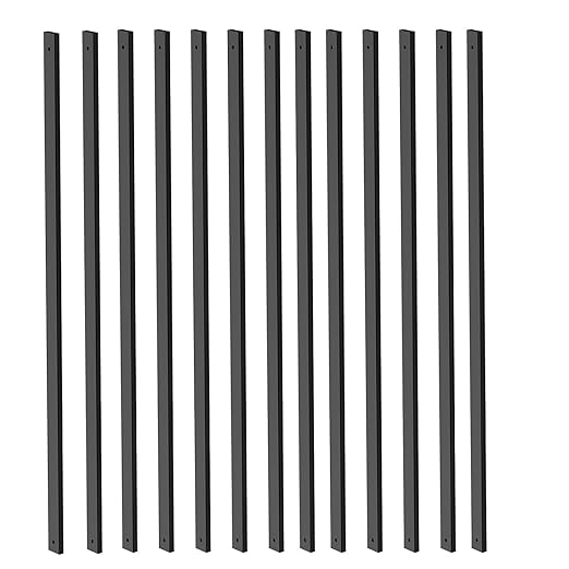 60 Pack Deck Balusters with End Caps&Screws 26 inch Rectangle Staircase Baluster Upgraded Metal Railing Spindles Kit for Decks,Porch