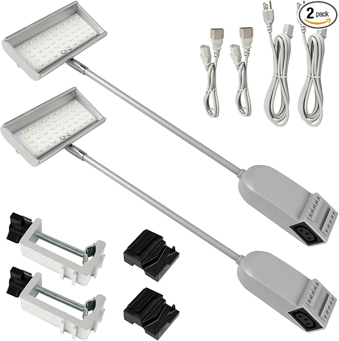 SUNLITOPTOTrade Show Lights LED Display and Wall Washer Exhibit Arm Lighting, POP UP Connectable Lights Included Clamps, Mounting Brackets, Power Cables, Connect Cables (2pcs Grey)