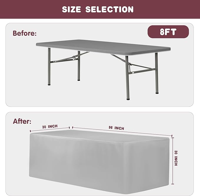 HolidayIdeas Fitted Table Covers - 96 x 30 Inch - Butter Cream 4 Pack Rectangle Tablecloths for 8 Foot Folding Tables, Parties, Holiday Dinner, Wedding, Trade Show