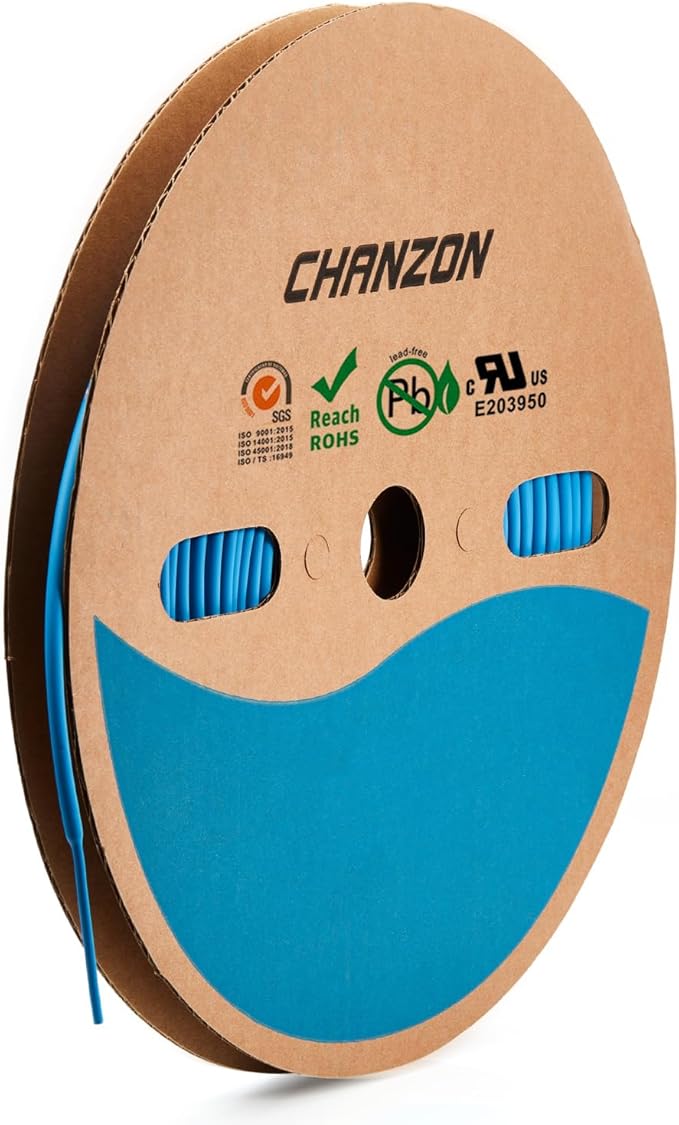 Chanzon 2:1 Ratio - 80Ft Roll - 5/32" (4mm) Heat Shrink Tubing 2:1(25M Total Length) Blue Polyolefin Sleeving Wrap Shrinking 2 to 1 1pcs