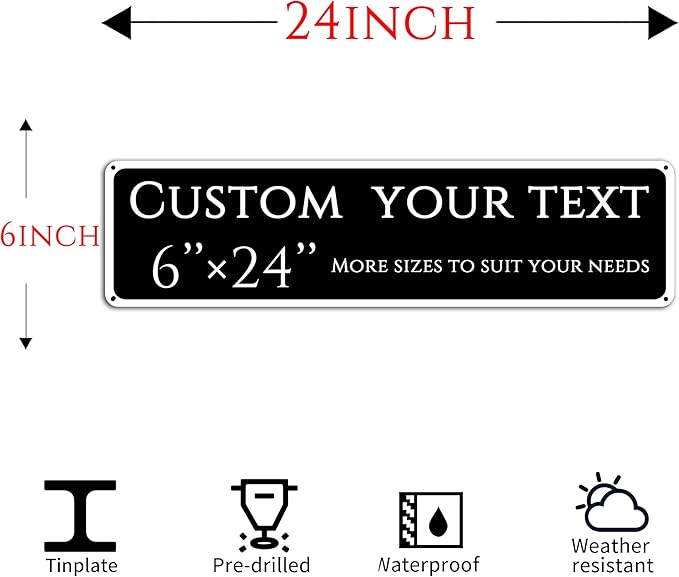 Custom Sign, custom street sign，Reflective,Aluminum Weatherproof Metal Sign Multiple Sizes, Sports field,for Office, Business, Workplace, office, Home, Delivery Signs(6 * 24 Inch)