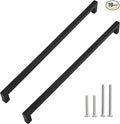 Cabinet Pulls Matte Black Cabinet Handles Square Drawer Pulls, 10 Pack 13-4/5 Inch Stainless Steel Kitchen Door Cupboard Cabinet Handles, Drawer Hardware Handles, 352mm Hole Centers